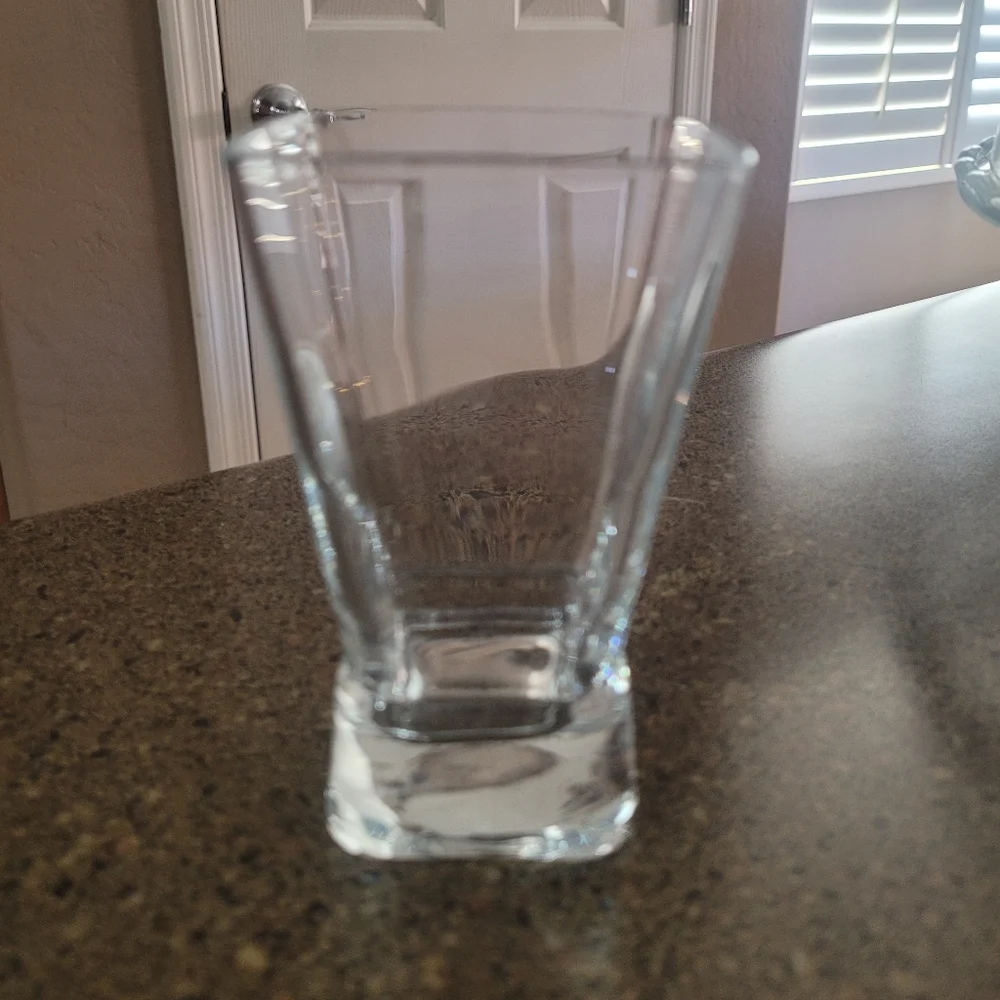 Vintage Set of‎ 4 Square Tapered Shot Glasses Clear Heavy Base Barware Glassware